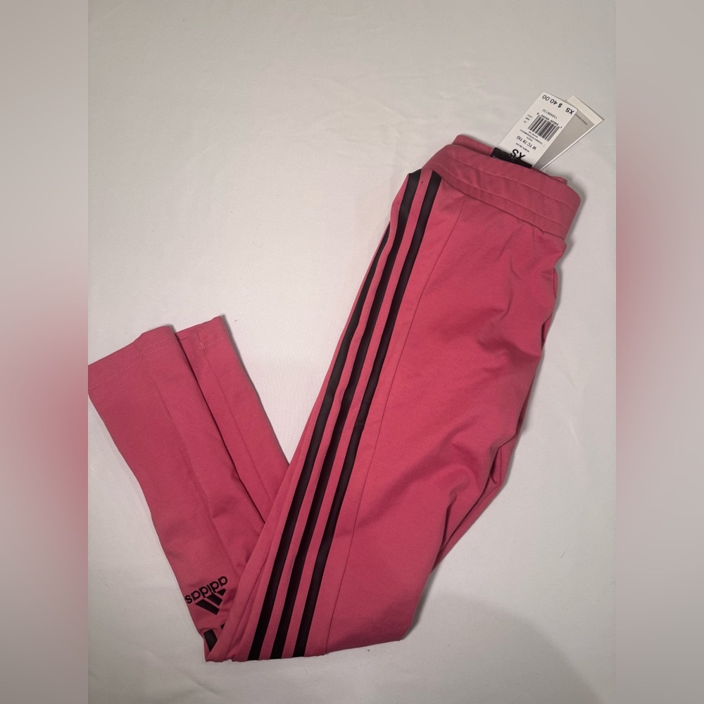 Adidas Leggings in Pink with Black Stripes
